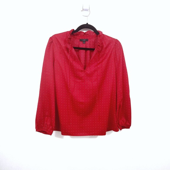 J.Crew Drapey tie-neck ruffle top in microdot BC962 Women's Size M - Picture 2 of 8
